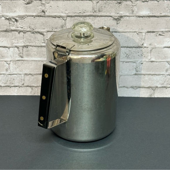 Vintage Metal Percolator Coffee Pot 9 Cup Nine Cups Glass Knob Lid - Picture 8 of 11